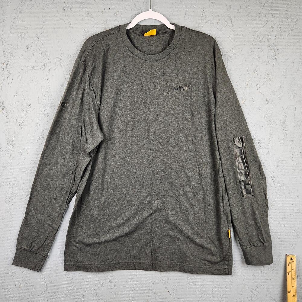 DeWalt Shirt Mens XL Gray Long Sleeve Graphic Logo Workwear Crewneck Tool Brand